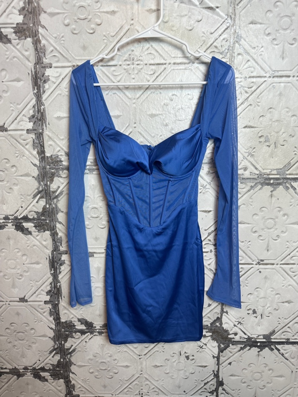 Oh Polly Royal Blue Long Sleeve Mini Dress